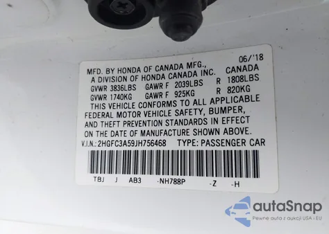 2018 Honda Civic Si from USA, damaged, VIN 2HGFC3A59JH756468